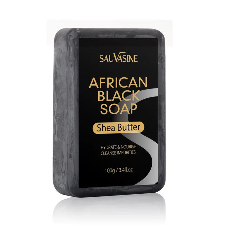 100g African Black Soap with Shea Butter – Moisturizing, Deep-Cleansing Acne Treatment Bar for Clear, Glowing Skin