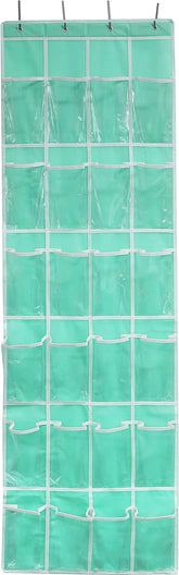 24 Pockets - Crystal Clear over the Door Hanging Shoe Organizer, Turquoise (64&