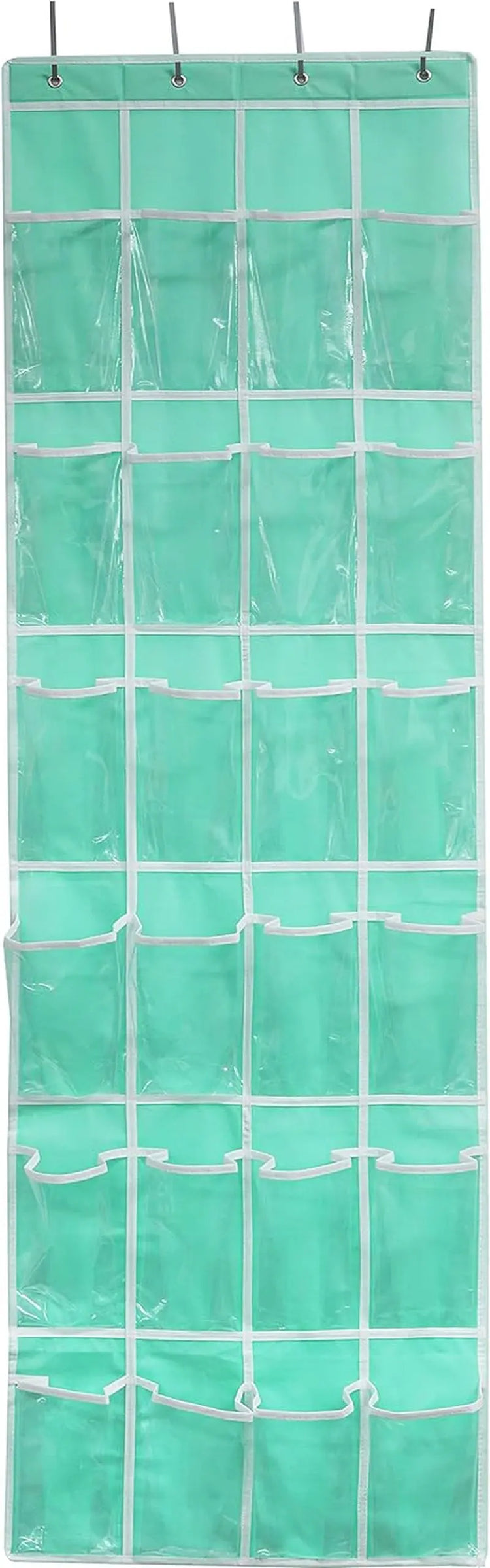 24 Pockets - Crystal Clear over the Door Hanging Shoe Organizer, Turquoise (64&