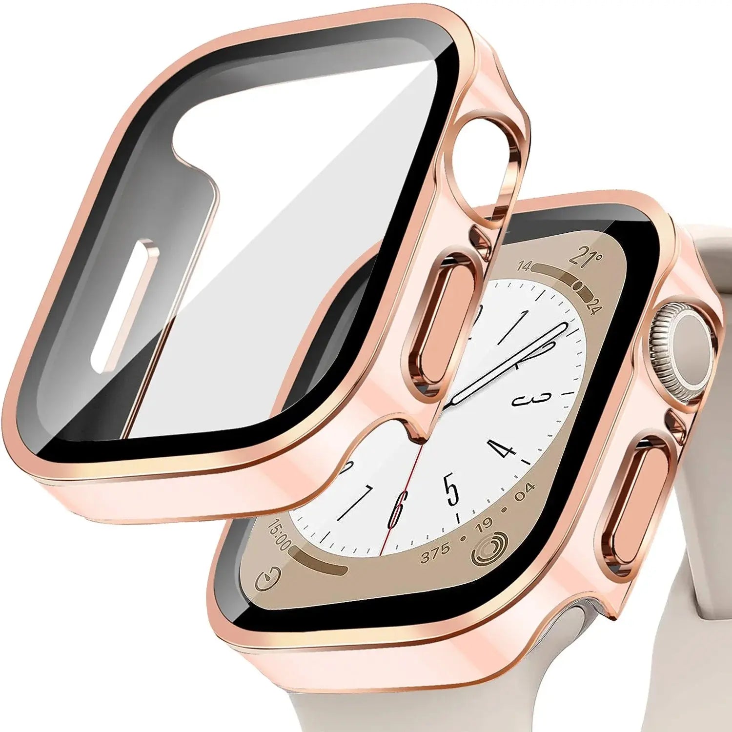 Apple Watch Tempered Glass + Bumper Case – Full Coverage Screen Protector for Series 9/8/7/SE/6/5/4 (45/44/41/40mm)