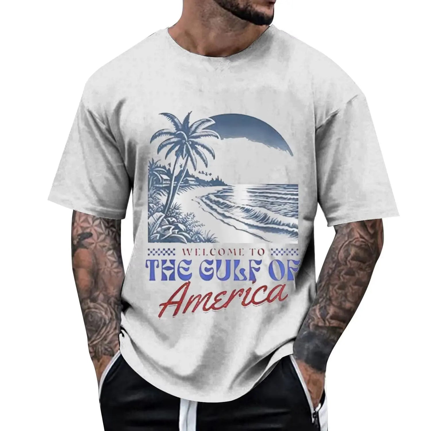 Welcome to the Gulf of America T Shirt Men T-Shirt Clothes Short Sleeve Tshirts Beach Tee Tops Male Clothes 2025 Summer
