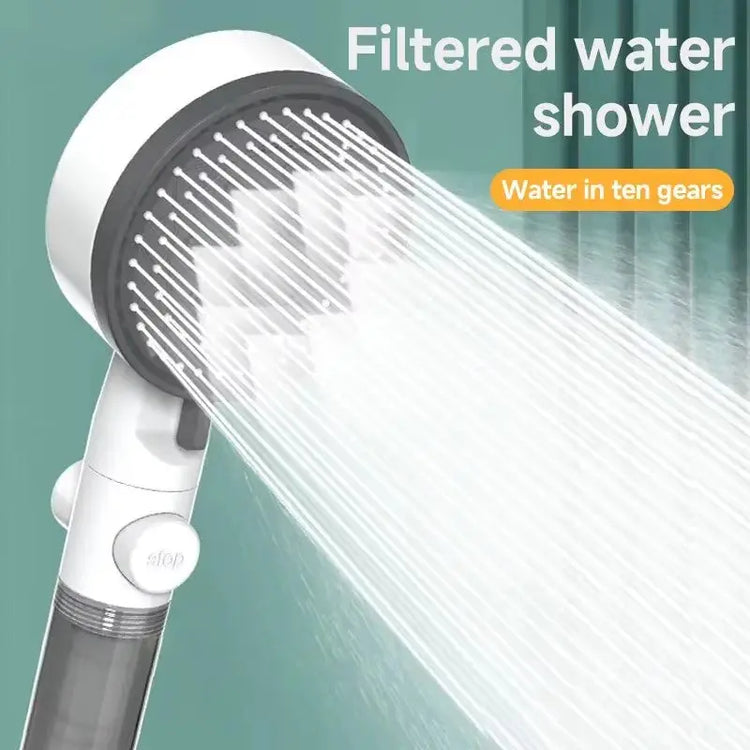 High-Quality 8-Mode Shower Head with Water Filter – Adjustable High-Pressure, One-Key Stop, Portable Bathroom Accessory