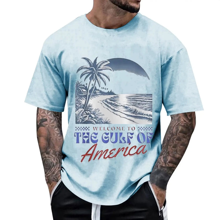 Welcome to the Gulf of America T Shirt Men T-Shirt Clothes Short Sleeve Tshirts Beach Tee Tops Male Clothes 2025 Summer