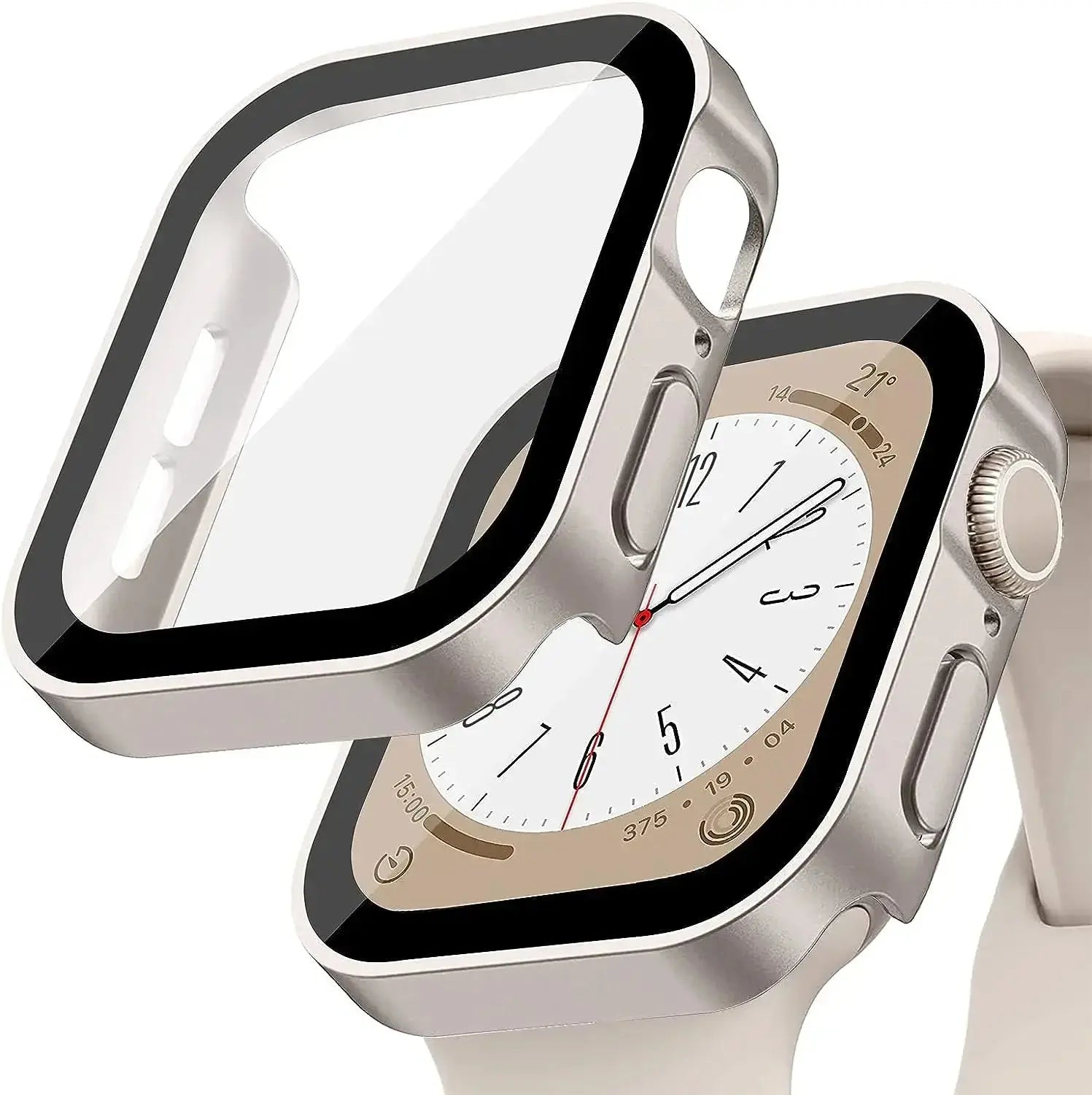 Apple Watch Tempered Glass + Bumper Case – Full Coverage Screen Protector for Series 9/8/7/SE/6/5/4 (45/44/41/40mm)
