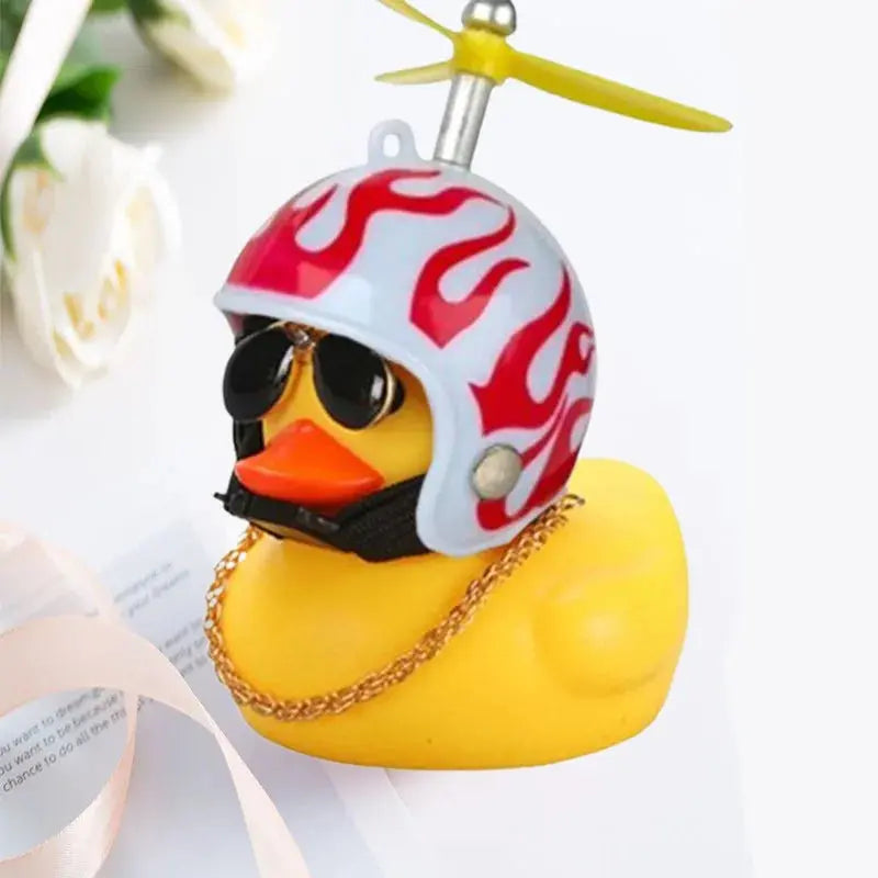 Car Duck With Helmet Broken Wind Pendant Small Yellow Duck”