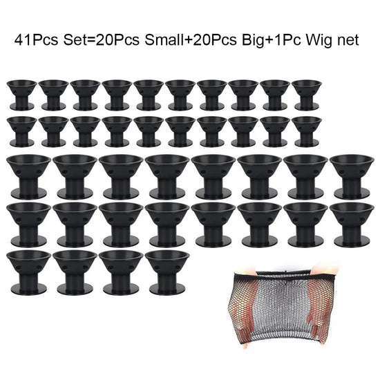  41‑piece silicone bell curler set with wig net
