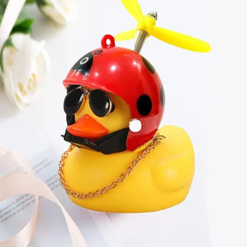 Car Duck With Helmet Broken Wind Pendant Small Yellow Duck”