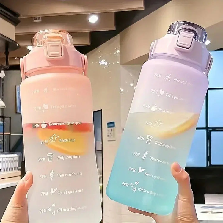 💧 2L Large Capacity Sports Water Bottle with Straw – Time Marker, Leak-Proof, Portable Hydration Jug Stay fully hydrated from sunrise to sunset with this ultra-convenient 2L water bottle – perfect for fitness, travel, and daily hydration goals!