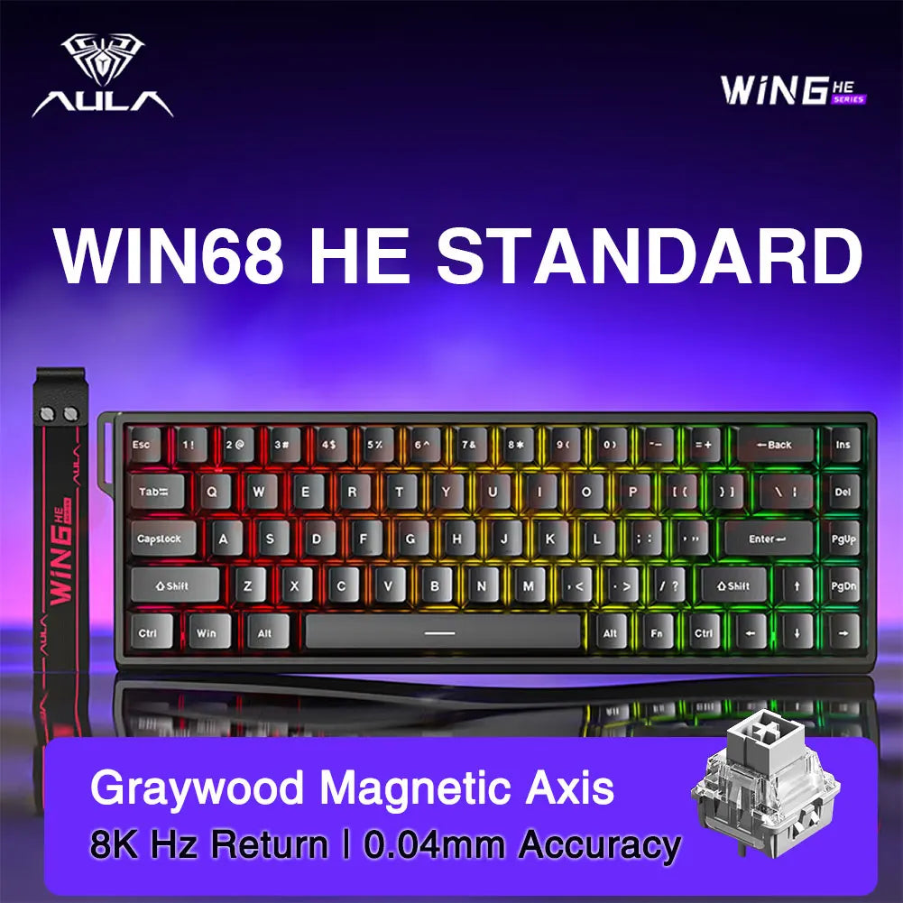 WIN60 WIN68 HE Esports Magnetic Switch Keyboard Rapid Trigger 8K Return RGB Hotswap 60% 68% Custom Game Keyboard