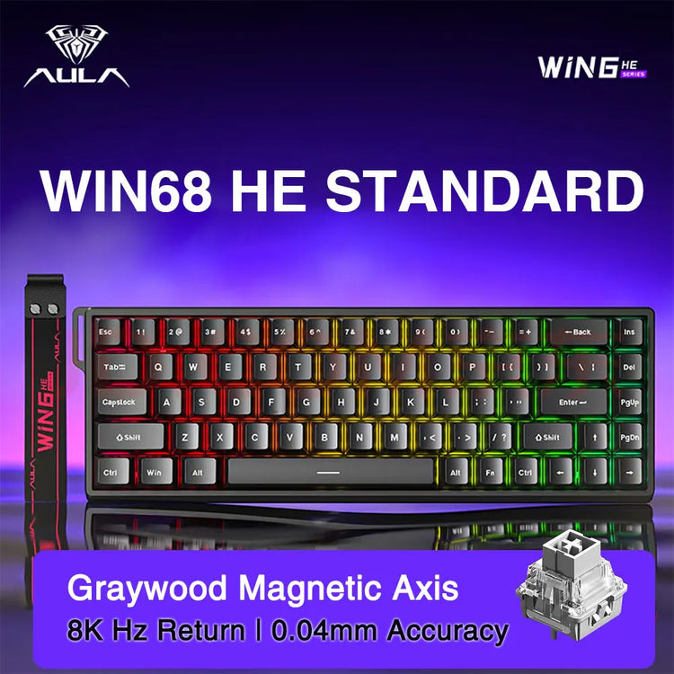 WIN60 WIN68 HE Esports Magnetic Switch Keyboard Rapid Trigger 8K Return RGB Hotswap 60% 68% Custom Game Keyboard