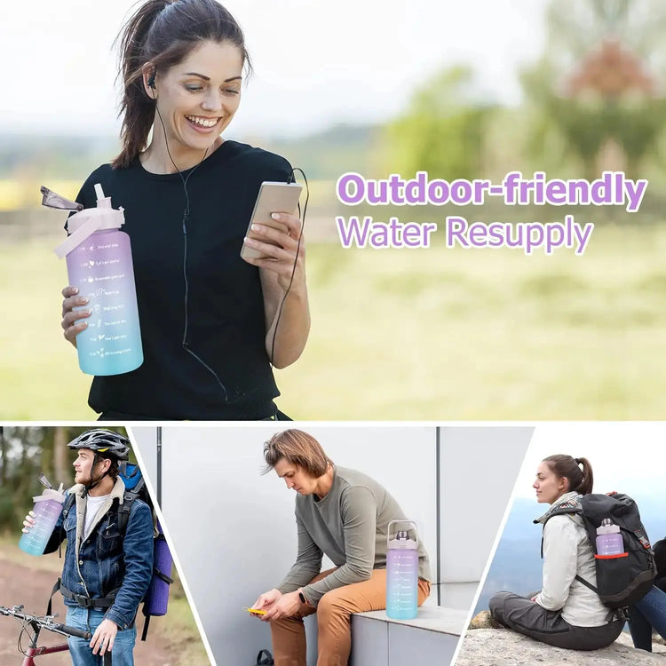 💧 2L Large Capacity Sports Water Bottle with Straw – Time Marker, Leak-Proof, Portable Hydration Jug Stay fully hydrated from sunrise to sunset with this ultra-convenient 2L water bottle – perfect for fitness, travel, and daily hydration goals!