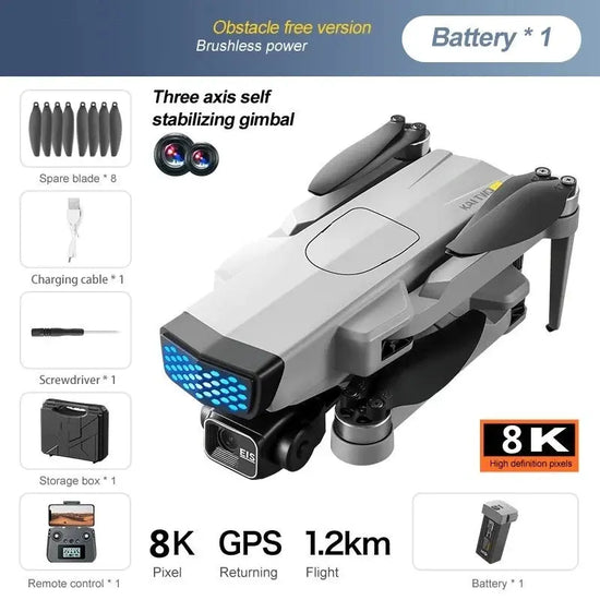 Professional 8K GPS Drone – 3-Axis Gimbal, EIS, 360° Obstacle Avoidance Quadcopter