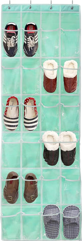 24 Pockets - Crystal Clear over the Door Hanging Shoe Organizer, Turquoise (64&