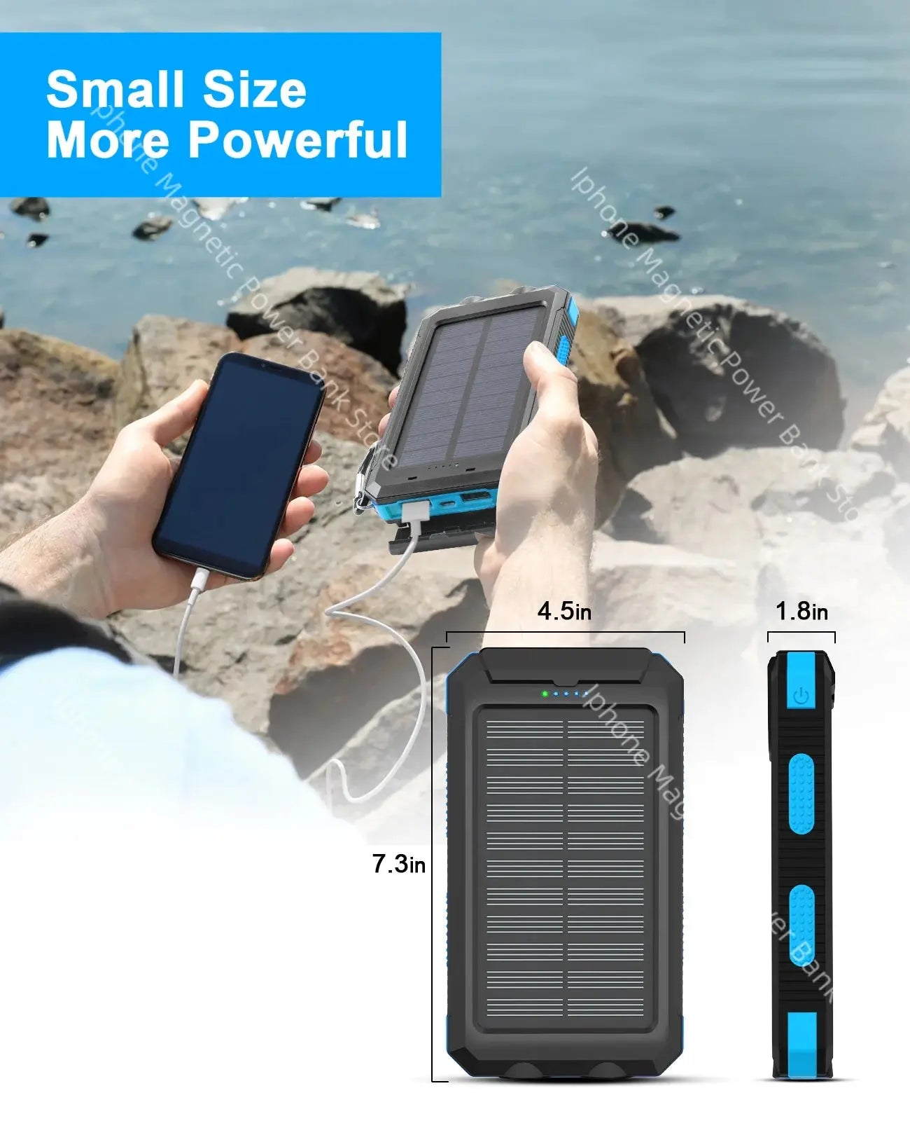 50,000 mAh Solar Power Bank - Compatible with Xiaomi, iPhone, Samsung