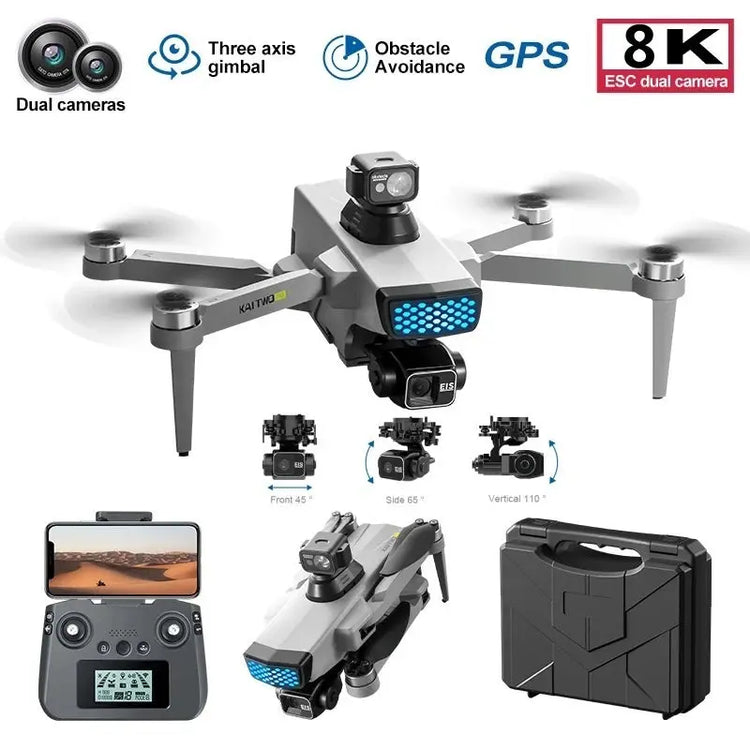 Professional 8K GPS Drone – 3-Axis Gimbal, EIS, 360° Obstacle Avoidance Quadcopter