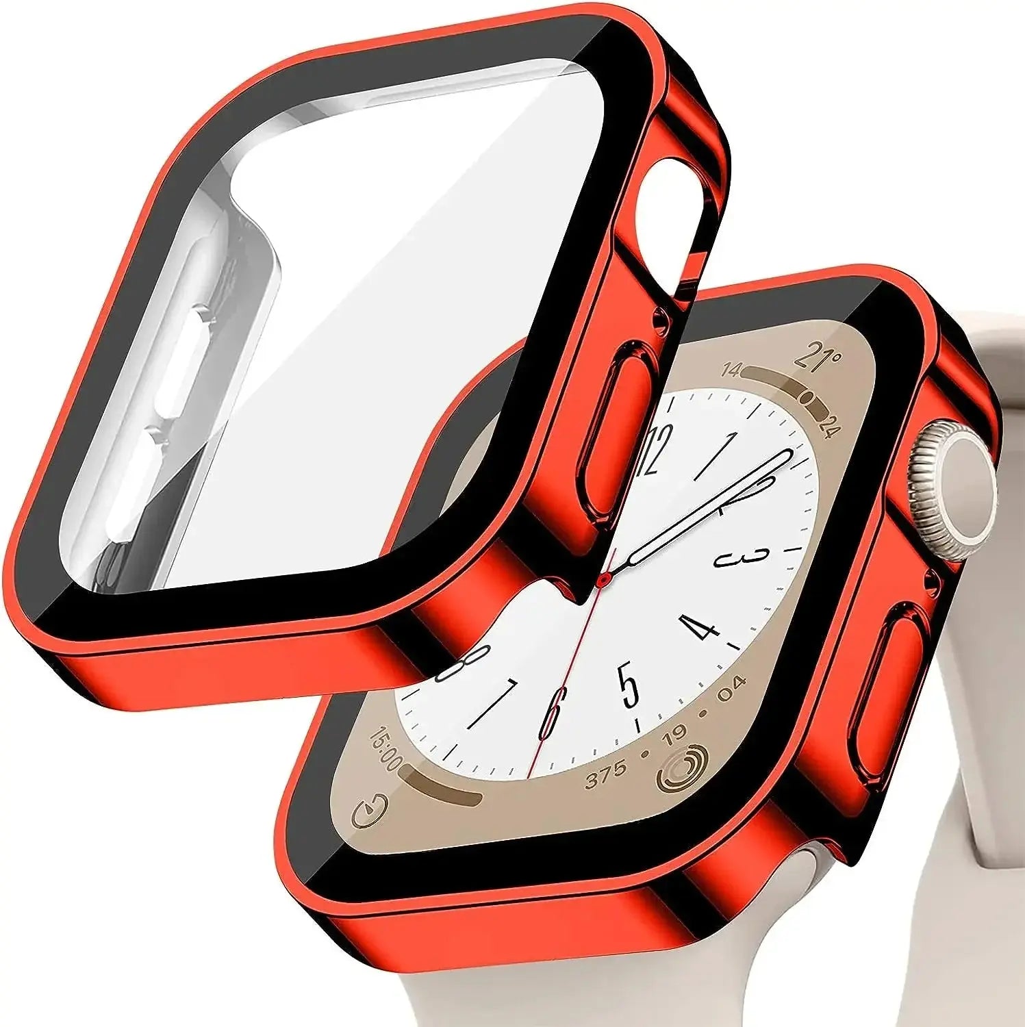 Apple Watch Tempered Glass + Bumper Case – Full Coverage Screen Protector for Series 9/8/7/SE/6/5/4 (45/44/41/40mm)