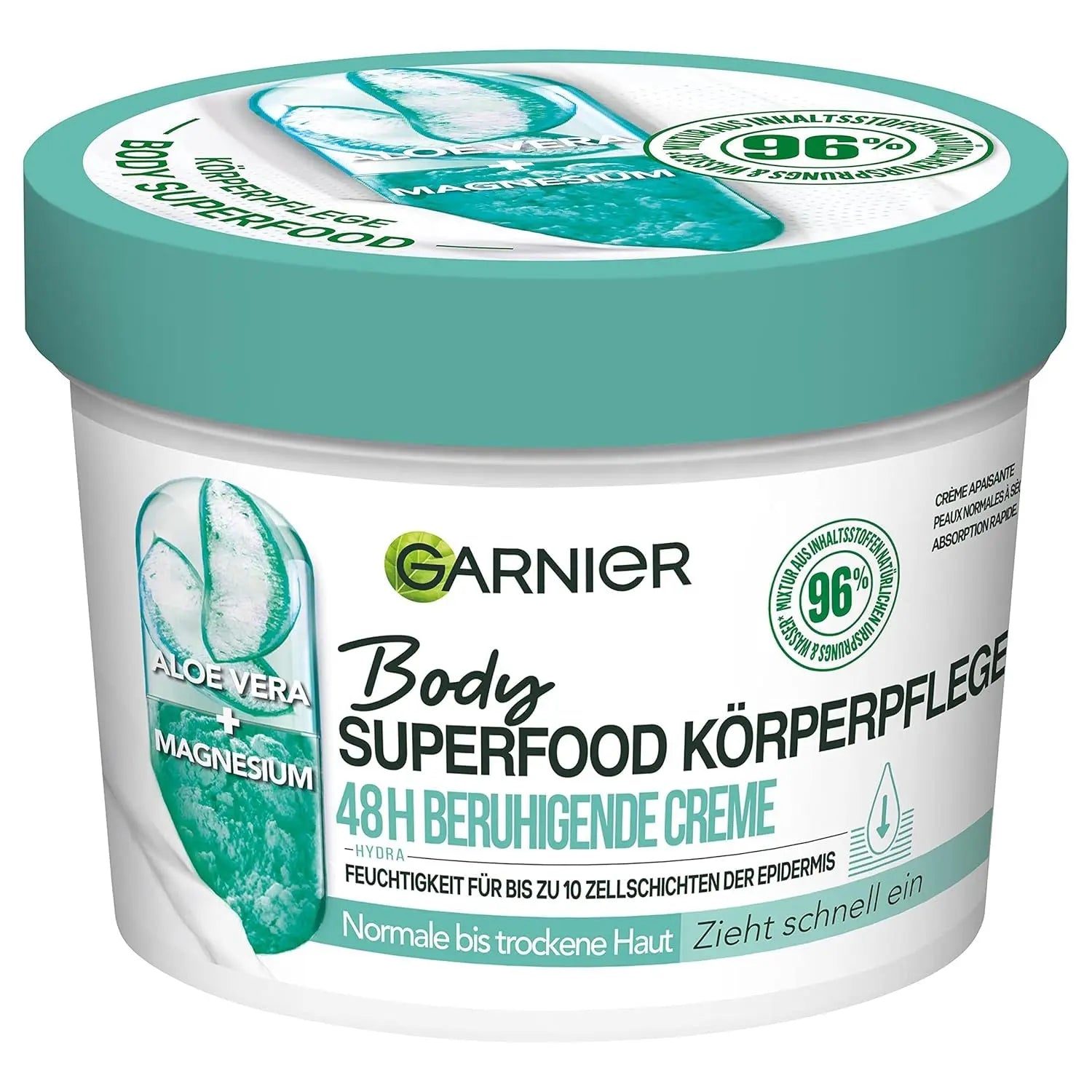 Garnier Soothing Body Care for Dry Skin – Body Butter with Aloe Vera & Magnesium – Up to 48 Hours Hydration – Body Superfood – 1 x 380ml