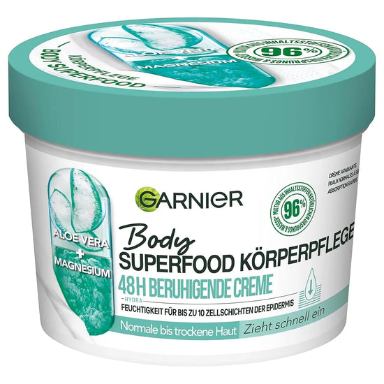 Garnier Soothing Body Care for Dry Skin – Body Butter with Aloe Vera & Magnesium – Up to 48 Hours Hydration – Body Superfood – 1 x 380ml