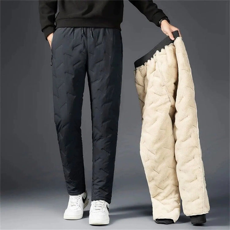 Winter Mens Fleece Lined Sweatpants Warm Thickened Oversized Ski Snow Pants Outdoor Water Proof Joggers Streetwear Men Trousers