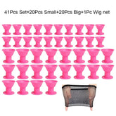  41‑piece silicone bell curler set with wig net