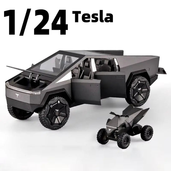 Tesla Cybertruck Pickup with Motorcycle 