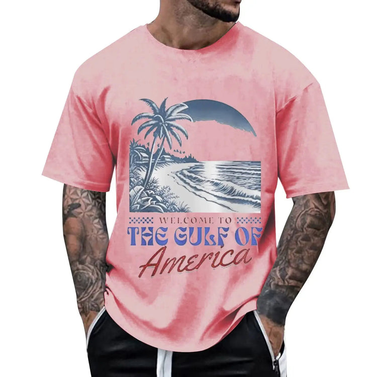 Welcome to the Gulf of America T Shirt Men T-Shirt Clothes Short Sleeve Tshirts Beach Tee Tops Male Clothes 2025 Summer