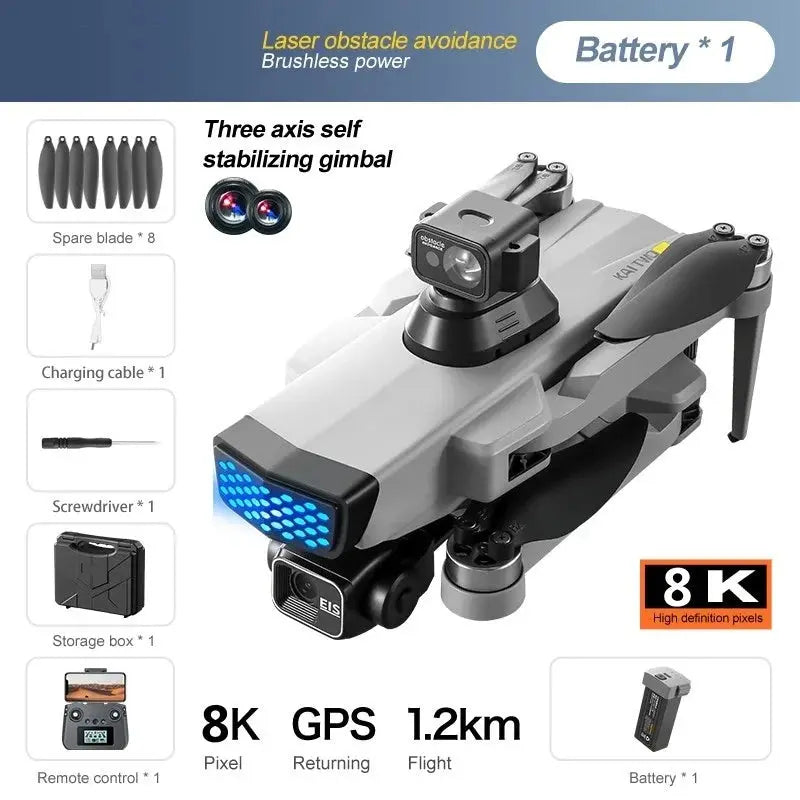 Professional 8K GPS Drone – 3-Axis Gimbal, EIS, 360° Obstacle Avoidance Quadcopter