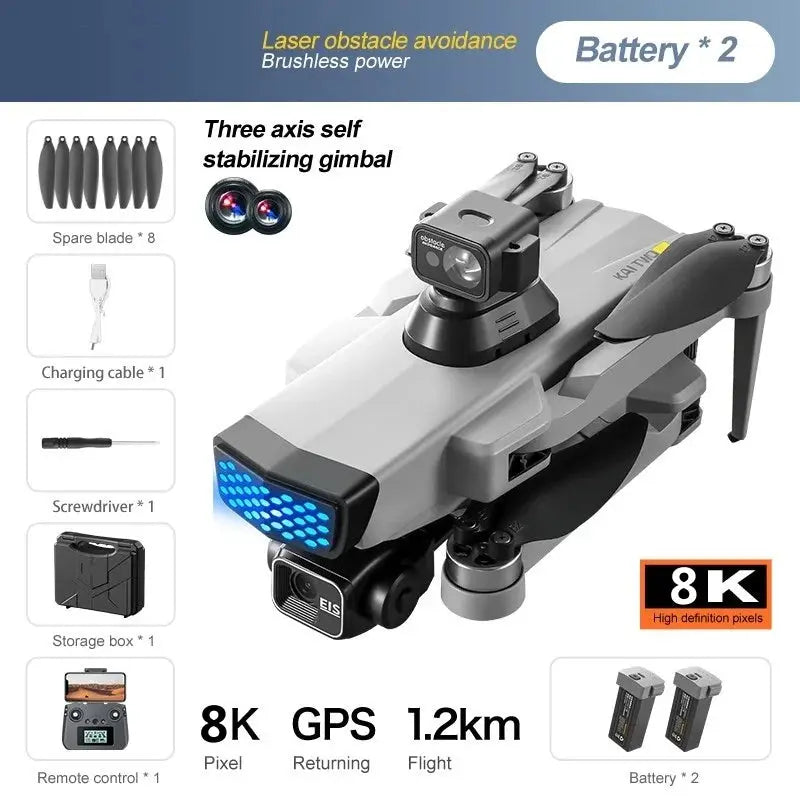 Professional 8K GPS Drone – 3-Axis Gimbal, EIS, 360° Obstacle Avoidance Quadcopter