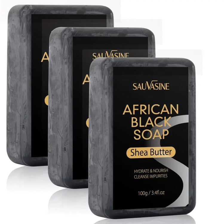 100g African Black Soap with Shea Butter – Moisturizing, Deep-Cleansing Acne Treatment Bar for Clear, Glowing Skin