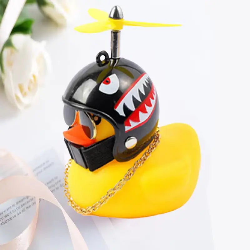 Car Duck With Helmet Broken Wind Pendant Small Yellow Duck”