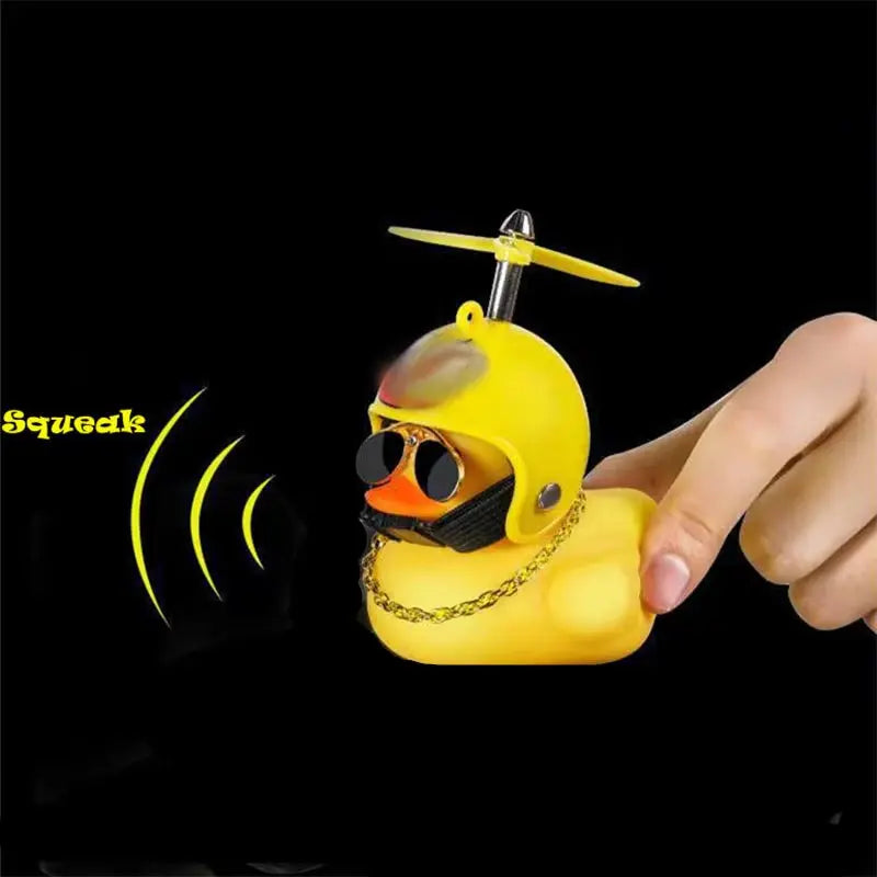 Car Duck With Helmet Broken Wind Pendant Small Yellow Duck”