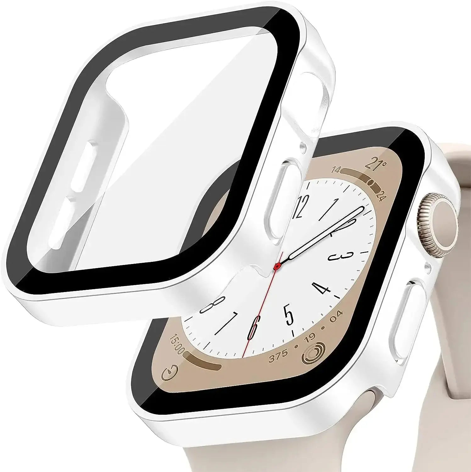 Apple Watch Tempered Glass + Bumper Case – Full Coverage Screen Protector for Series 9/8/7/SE/6/5/4 (45/44/41/40mm)